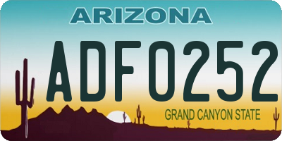 AZ license plate ADF0252