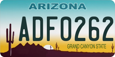 AZ license plate ADF0262
