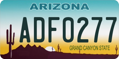 AZ license plate ADF0277