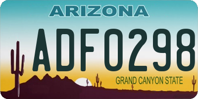 AZ license plate ADF0298