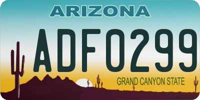 AZ license plate ADF0299