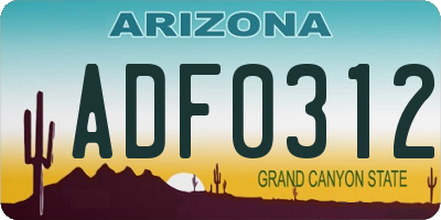 AZ license plate ADF0312