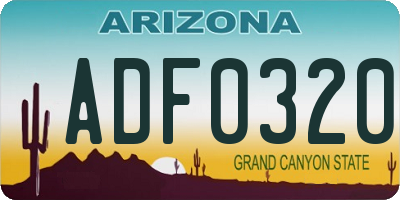 AZ license plate ADF0320