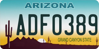 AZ license plate ADF0389