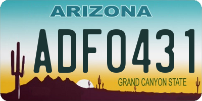 AZ license plate ADF0431