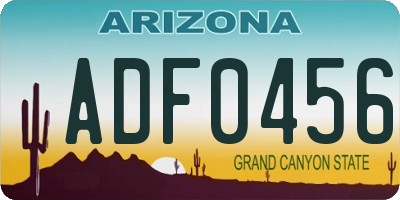 AZ license plate ADF0456