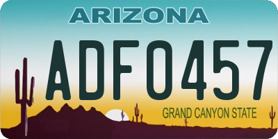 AZ license plate ADF0457