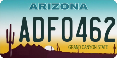 AZ license plate ADF0462