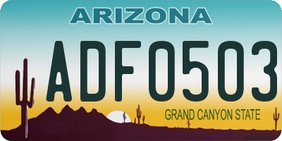 AZ license plate ADF0503