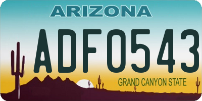 AZ license plate ADF0543