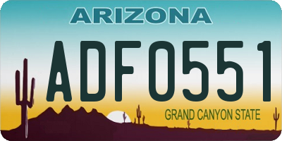 AZ license plate ADF0551