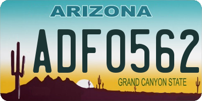 AZ license plate ADF0562