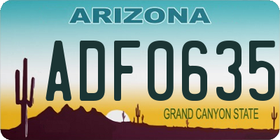 AZ license plate ADF0635