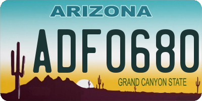 AZ license plate ADF0680