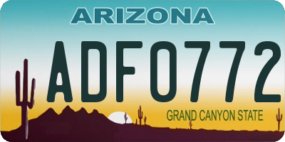 AZ license plate ADF0772