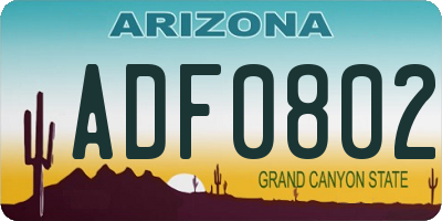 AZ license plate ADF0802