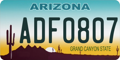 AZ license plate ADF0807