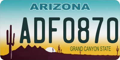 AZ license plate ADF0870
