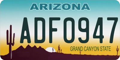 AZ license plate ADF0947