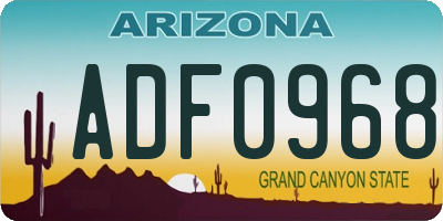 AZ license plate ADF0968
