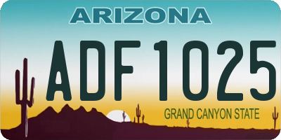 AZ license plate ADF1025