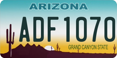 AZ license plate ADF1070