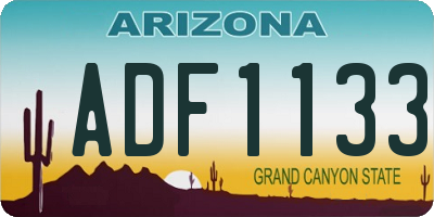 AZ license plate ADF1133