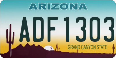 AZ license plate ADF1303