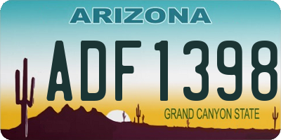 AZ license plate ADF1398