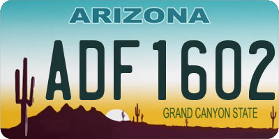 AZ license plate ADF1602