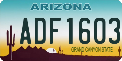 AZ license plate ADF1603