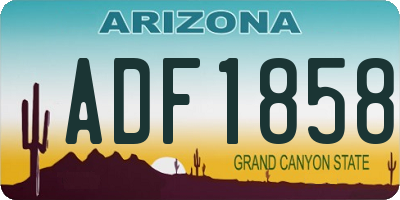 AZ license plate ADF1858