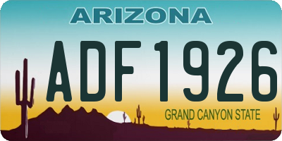 AZ license plate ADF1926