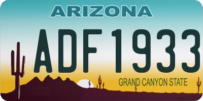 AZ license plate ADF1933