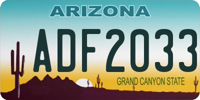 AZ license plate ADF2033