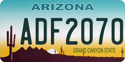 AZ license plate ADF2070