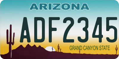 AZ license plate ADF2345