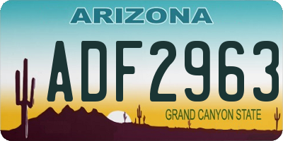 AZ license plate ADF2963
