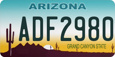 AZ license plate ADF2980