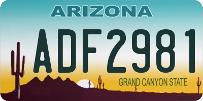 AZ license plate ADF2981