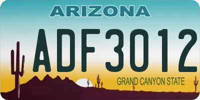 AZ license plate ADF3012