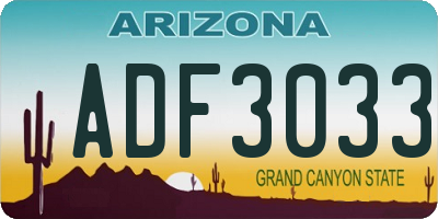 AZ license plate ADF3033