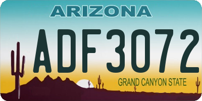AZ license plate ADF3072