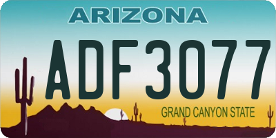 AZ license plate ADF3077