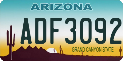 AZ license plate ADF3092