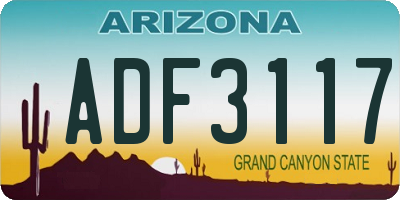 AZ license plate ADF3117