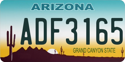 AZ license plate ADF3165