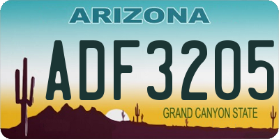 AZ license plate ADF3205