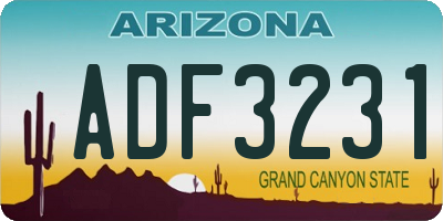 AZ license plate ADF3231