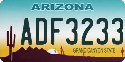 AZ license plate ADF3233